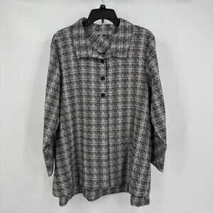 Habitat‎ Womens Top Size XL Artsy Abstract Button Detail Lagenlook